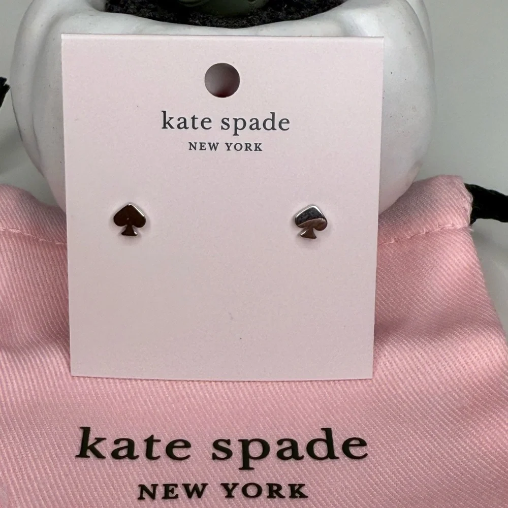 kate spade silver signature spade mini stud earrings - Picture 3 of 7